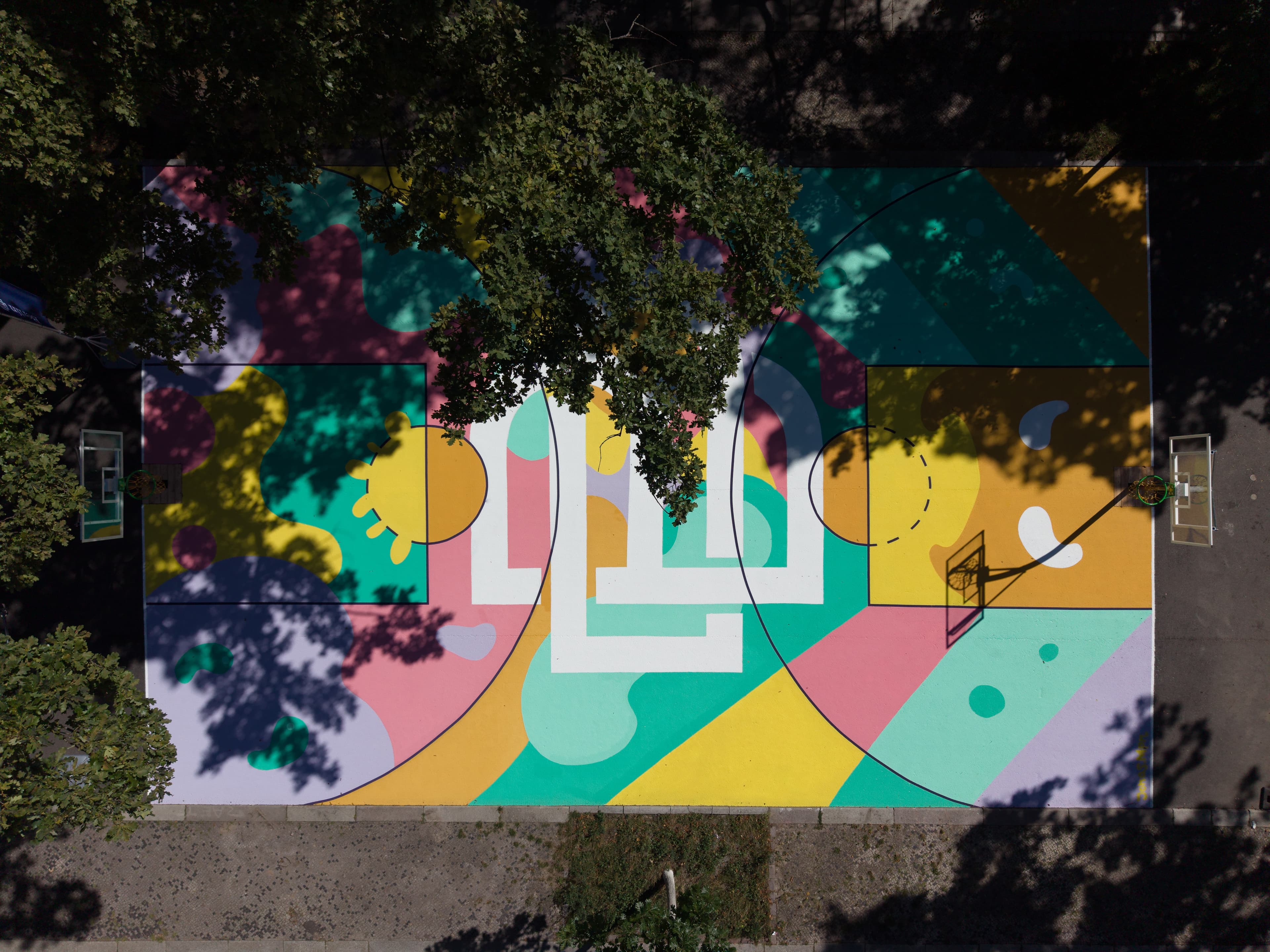 Aerial view of the Berlin Dreams court at Lietzenseepark